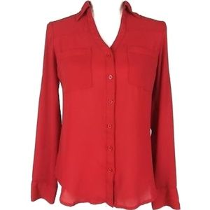 * Express women's xs button down red long sleeve